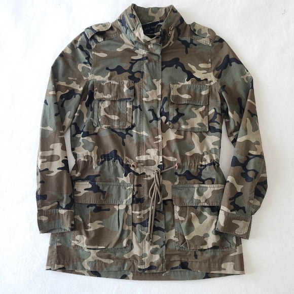 100% Cotton Camo Utility Jacket Cinch Waist SIZE Small - Picture 1 of 10
